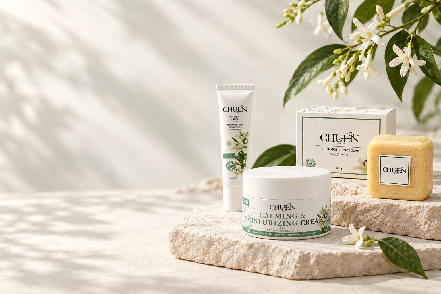 The CHUEN collection with delicate flowers and leaves